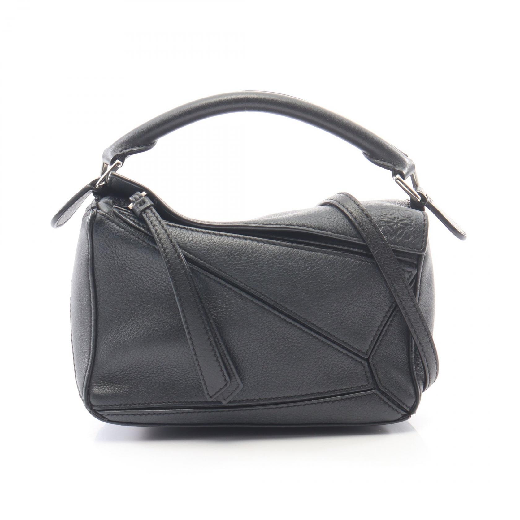 ロエベ LOEWE パズルバッグ ミニ 2WAY ハンドバッグ バッグ レザー レディース ブラック系 322.30.U95 【中古】