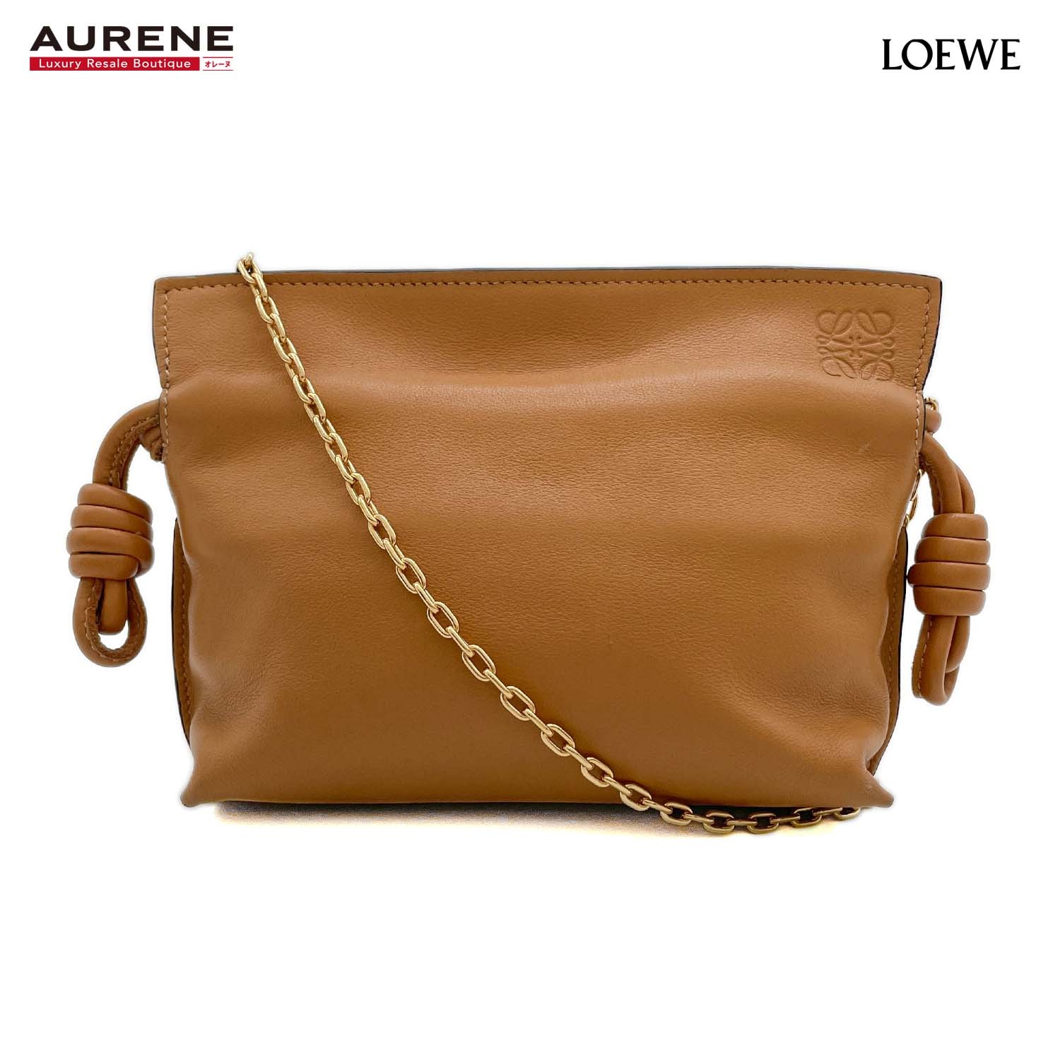 LOEWE ロエベ ショルダーバッグ 巾着 バケット フラメンコ クラッチ ナノ チェーン レザー ブラウン レディース
 【中古】
