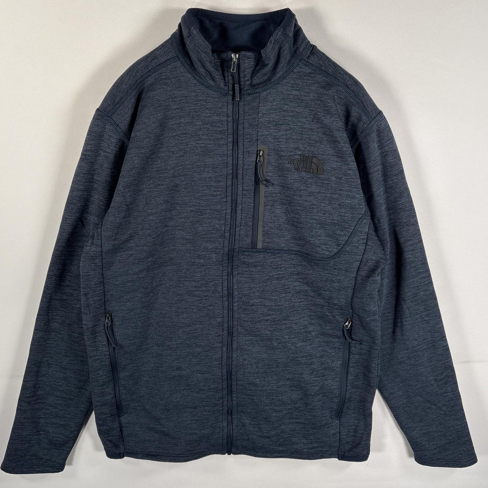 古着 ザ・ノースフェイス THE NORTH FACE フリースジャケット フルジップ ワンポイント 企業ロゴ サイドポケット M ネイビー系 メンズ
