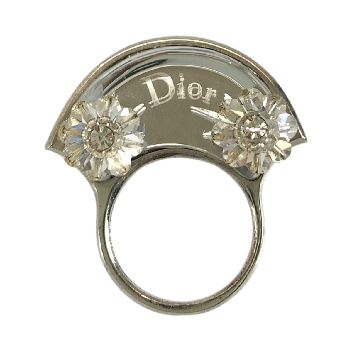 美品 Dior ディオール フラワー シルバー メタル リング 指輪 12号 1-0292572 【中古】