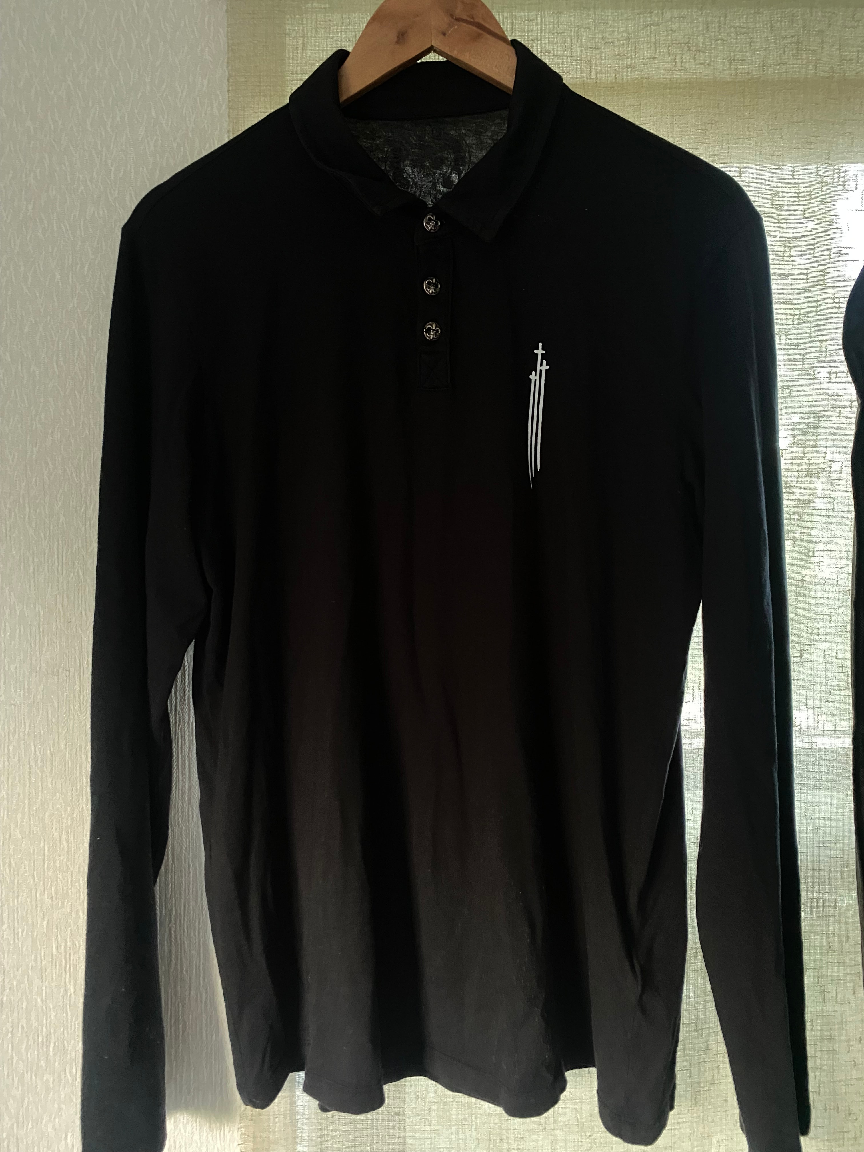 chrome hearts 長袖ポロ シルバーボタン