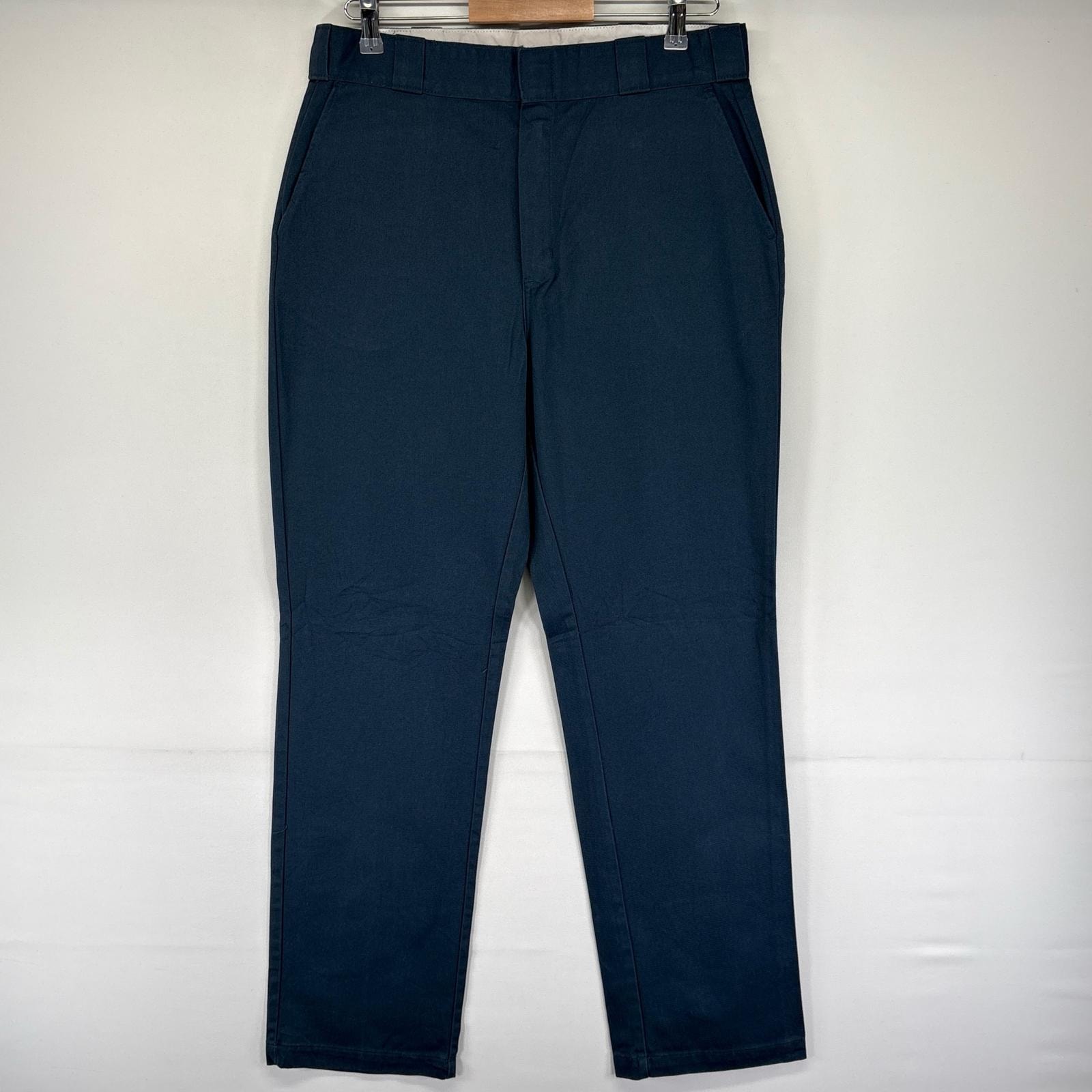 古着 ディッキーズ Dickies パンツ 874 ワンポイントロゴ チノパン ジップ ワーク 作業着 センタープレス 10L  ネイビー系 メンズ