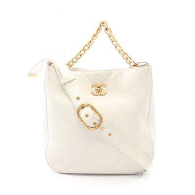 シャネル CHANEL マトラッセ 2WAY ショルダーバッグ バッグ ラムスキン(羊革) レディース ホワイト系 【中古】