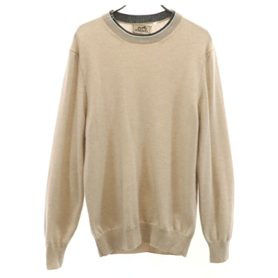 HERMES エルメス イタリア製 カシミヤ100% 長袖 セーター XS ベージュ ニット