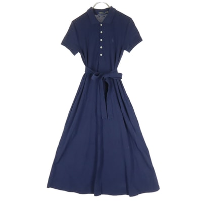 POLO RALPH LAUREN ポロラルフローレン 半袖 ポロ 膝丈ワンピース XS ネイビー