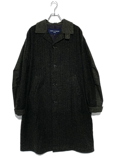 COMME des GARCONS HOMME Wool Tweed Herringbone Shrunk x Polyester Wool Herringbone x Cotton Nylon Tussah Coat "Khaki"