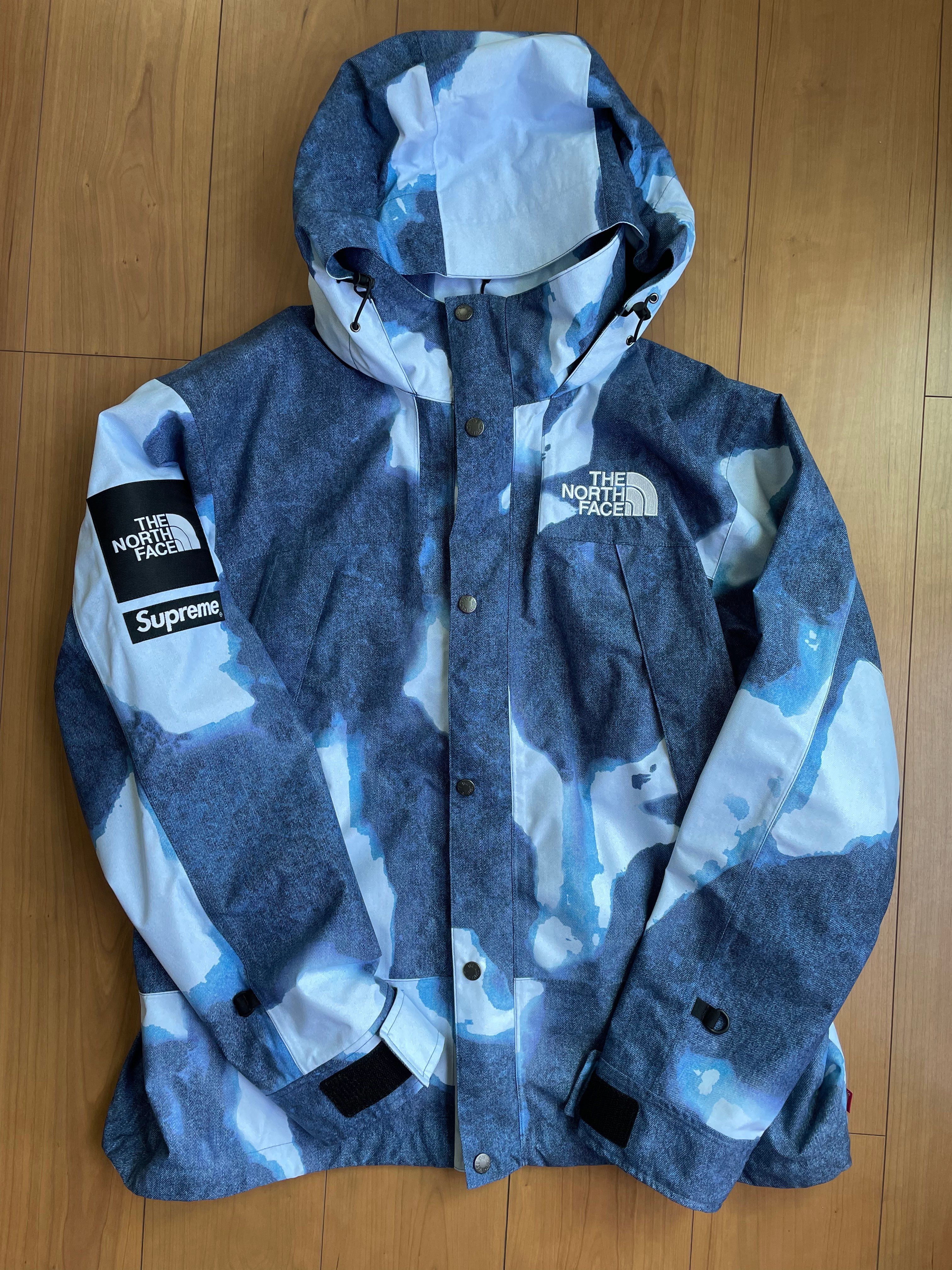 Supreme x The North Face Bleached Denim Print Mountain Jacket "Indigo"