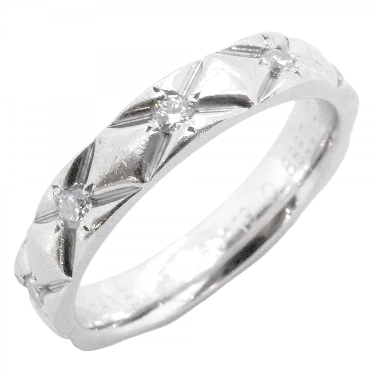 【6jdb0422-22】シャネル リング マトラッセ フルダイヤ Pt950 プラチナ ダイヤモンド #47【中古】レディース