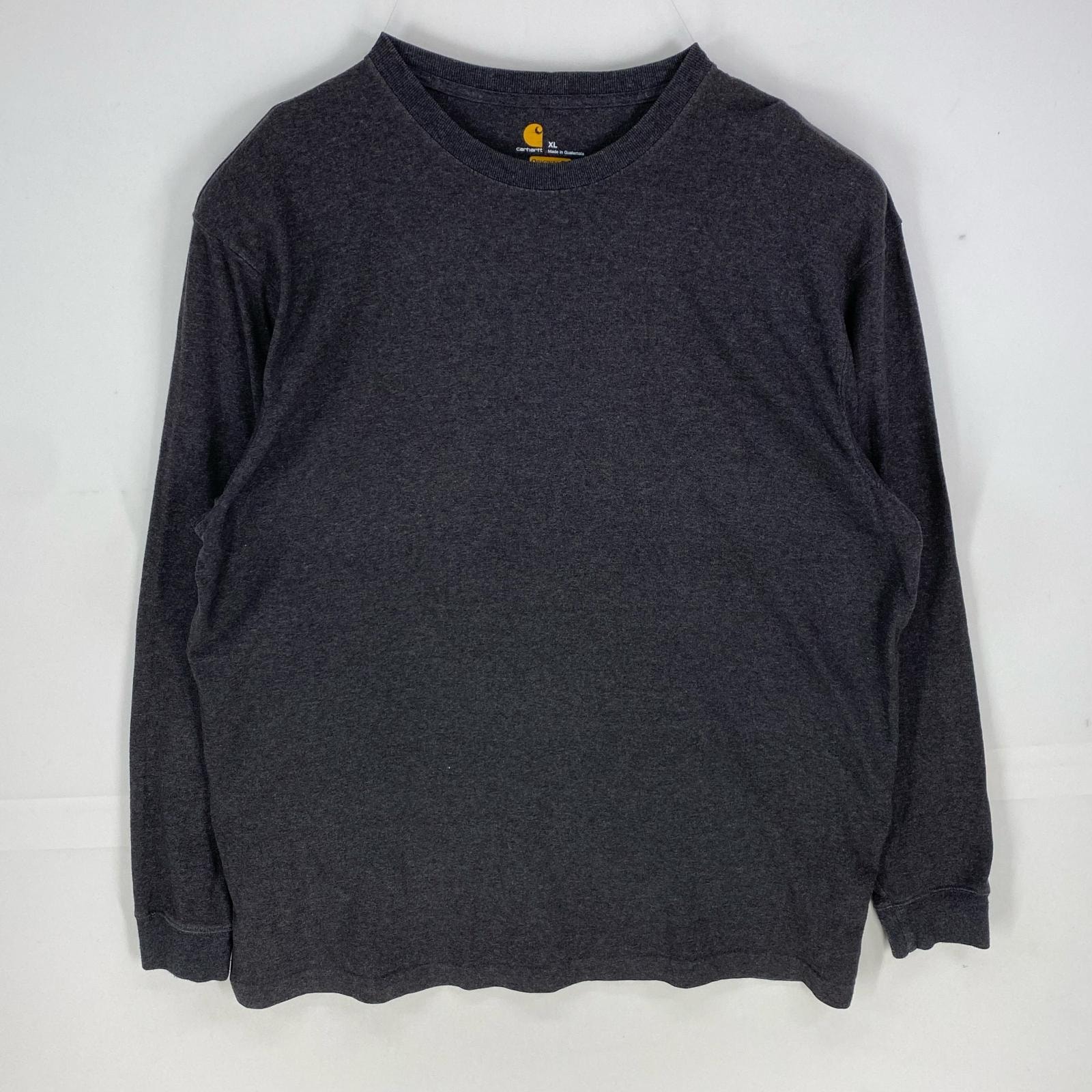 古着 カーハート Carhartt 長袖Tシャツ スリーブロゴ ロンT ロングスリーブ 大きいサイズ XL  ダークグレー系 メンズ