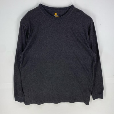 古着 カーハート Carhartt 長袖Tシャツ スリーブロゴ ロンT ロングスリーブ 大きいサイズ XL ダークグレー系 メンズ