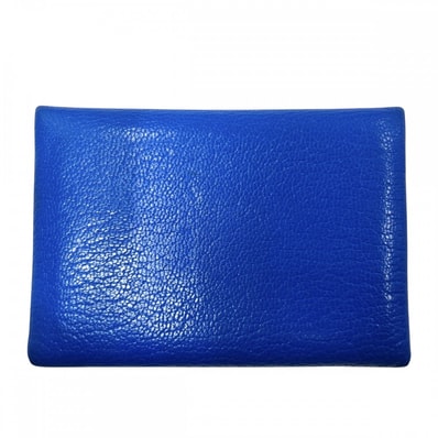 HERMES エルメス コインケース カルヴィ デュオ 小銭入れ カードケース 小物 メンズ レディース 男女兼用 B シェーブル ブルー 青 シルバー金具 ユニセックス 2023年【中古品】