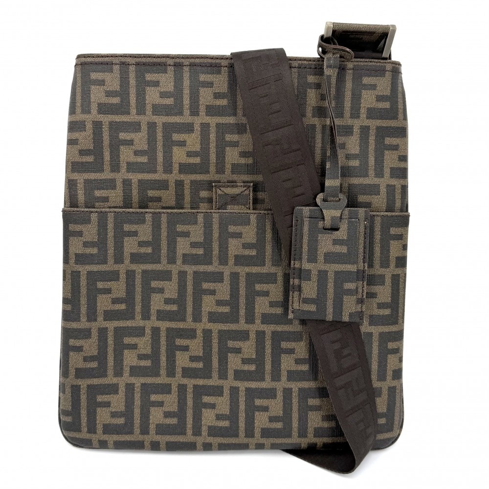 FENDI フェンディ ショルダーバッグ ズッカ 肩掛け Mamma Bucket 7VA207 コーティングキャンバス    ブラウン 茶 ゴールド金具 レディース【中古品】