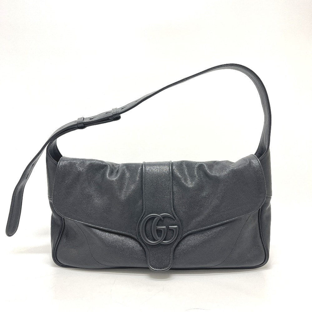 グッチ GUCCI GGマーモント 767209 フラップ カバン バッグ ショルダーバッグ レザー ブラック 新品同様