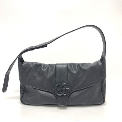グッチ GUCCI GGマーモント 767209 フラップ カバン バッグ ショルダーバッグ レザー ブラック 新品同様