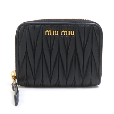 ミュウミュウ MIUMIU コインケース マテラッセ レザー ブラック レディース 5MC208【中古】 r11320k