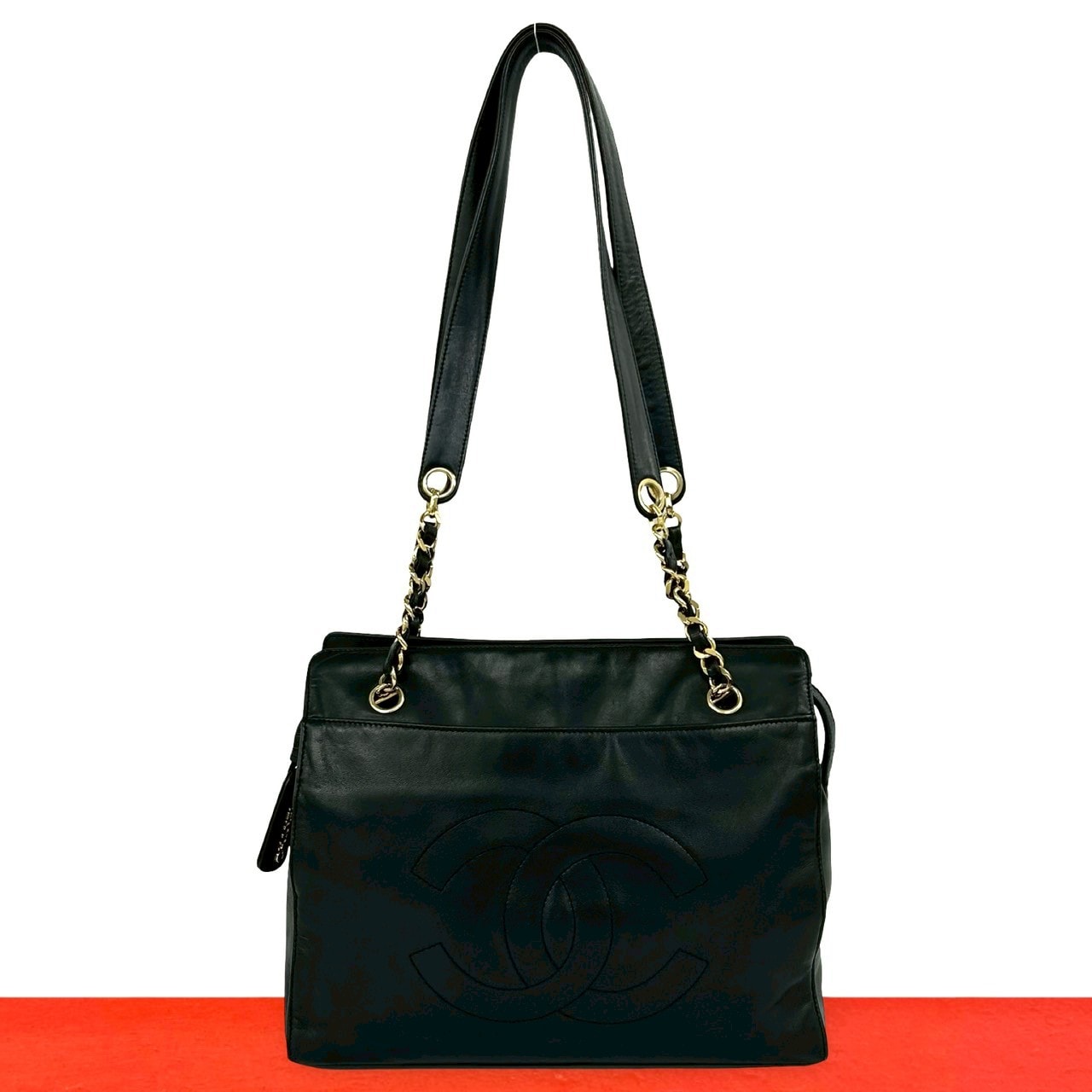 CHANEL シャネル ココマーク ラムスキン トートバッグ ブラック
 37323