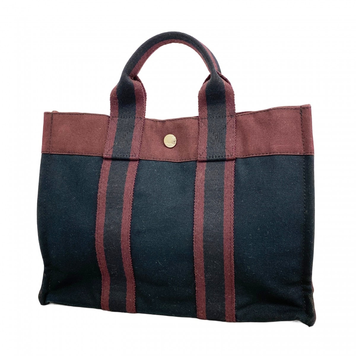 ★最終価格【6dc2312-k】エルメス ハンドバッグ フールトゥPM キャンバス ブラック ボルドー シルバー金具【中古】メンズ レディース ユニセックス