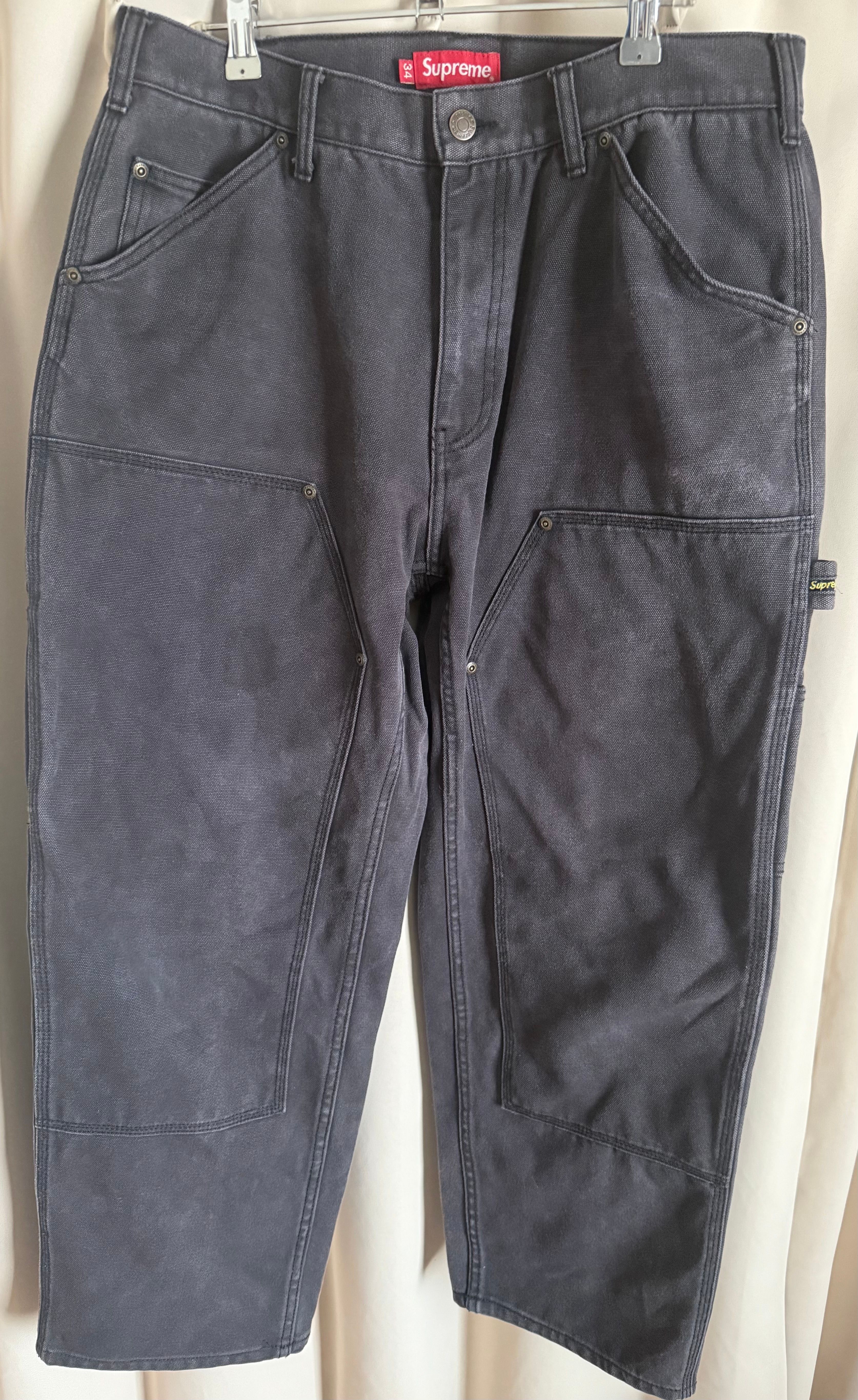 シュプリーム キャンバス ダブル ニー ペインタ パンツ "ブラック"