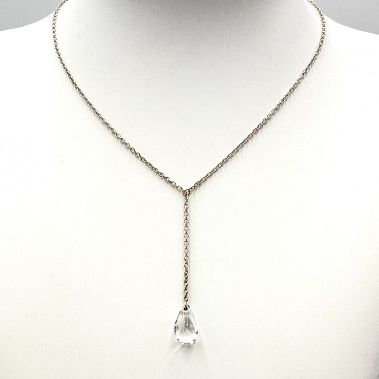 TIFFANY&Co.(ティファニー)エルサ・ペレッティ ティアドロップ Y字ネックレス ヴィンテージ SV925 クリア レディース【中古】