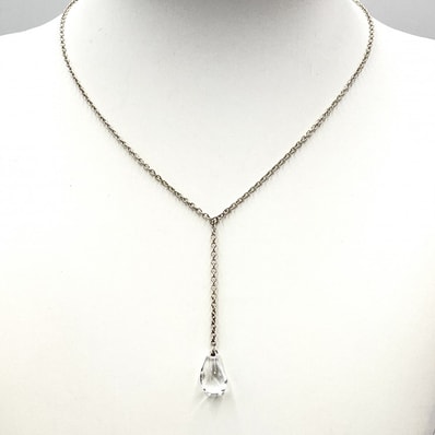 TIFFANY&Co.(ティファニー)エルサ・ペレッティ ティアドロップ Y字ネックレス ヴィンテージ SV925 クリア レディース【中古】