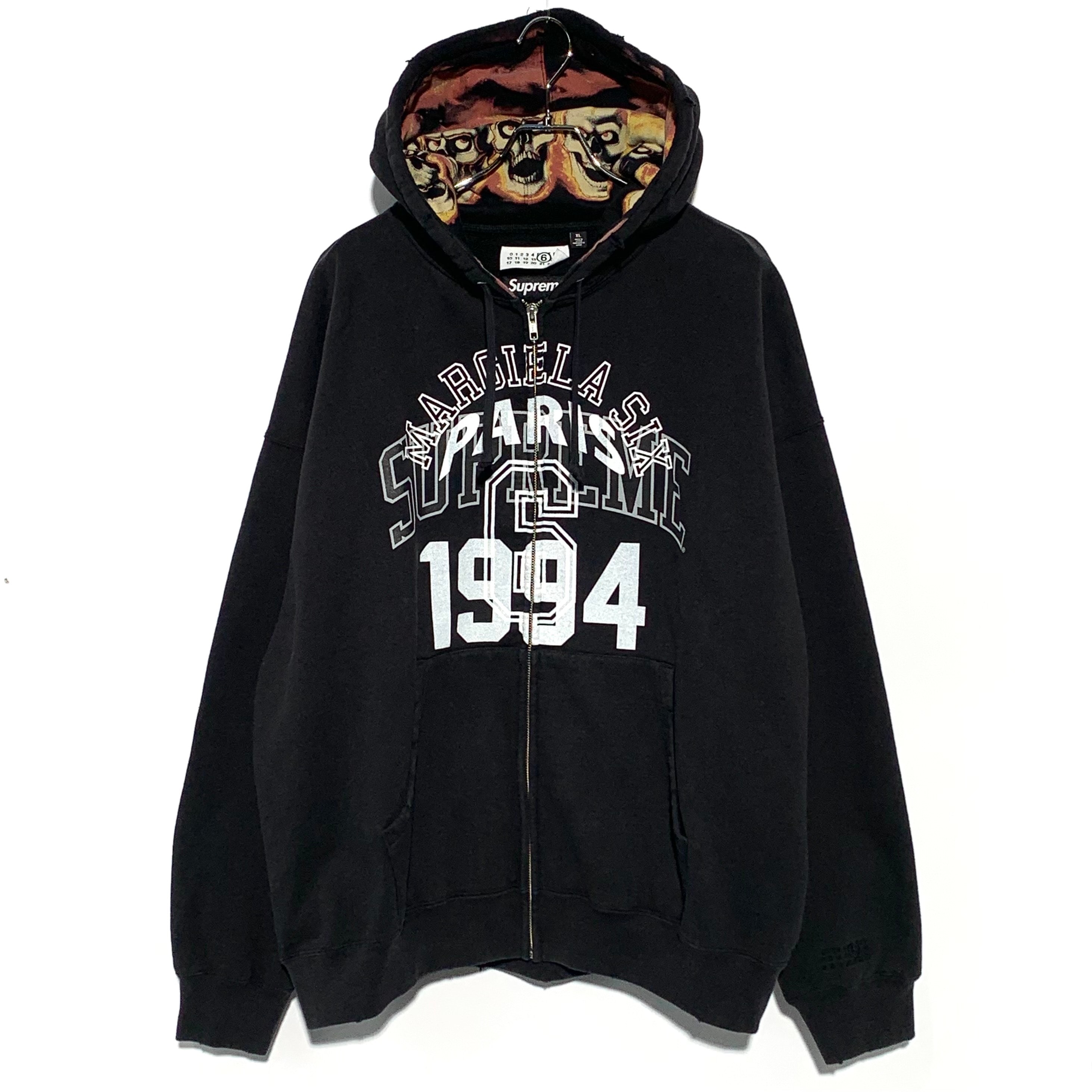 Supreme x MM6 Maison Margiela Zip Up Hooded Sweatshirt "Black"