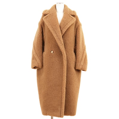 【極美品】MaxMara マックスマーラ テディベア アイコン コート サイズ XS レディース 22AW 101606296 ロング テディコート キャメル×シルク アウター キャメル