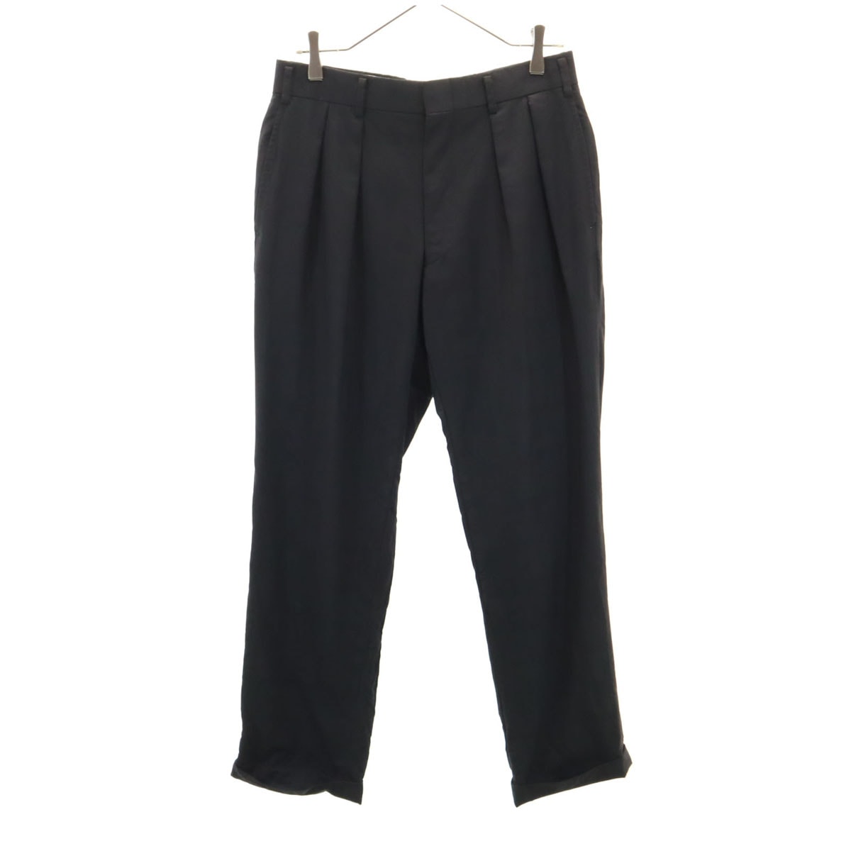 BURBERRY バーバリー 日本製 ウール チェック柄 2タック スラックスパンツ 黒