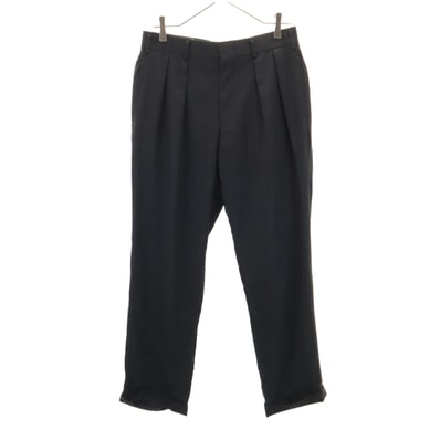 BURBERRY バーバリー 日本製 ウール チェック柄 2タック スラックスパンツ 黒