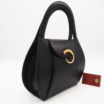 美品 CARTIER カルティエ レザー パンテール ハンドバッグ - ハンドバッグ ブラック レザー レディース