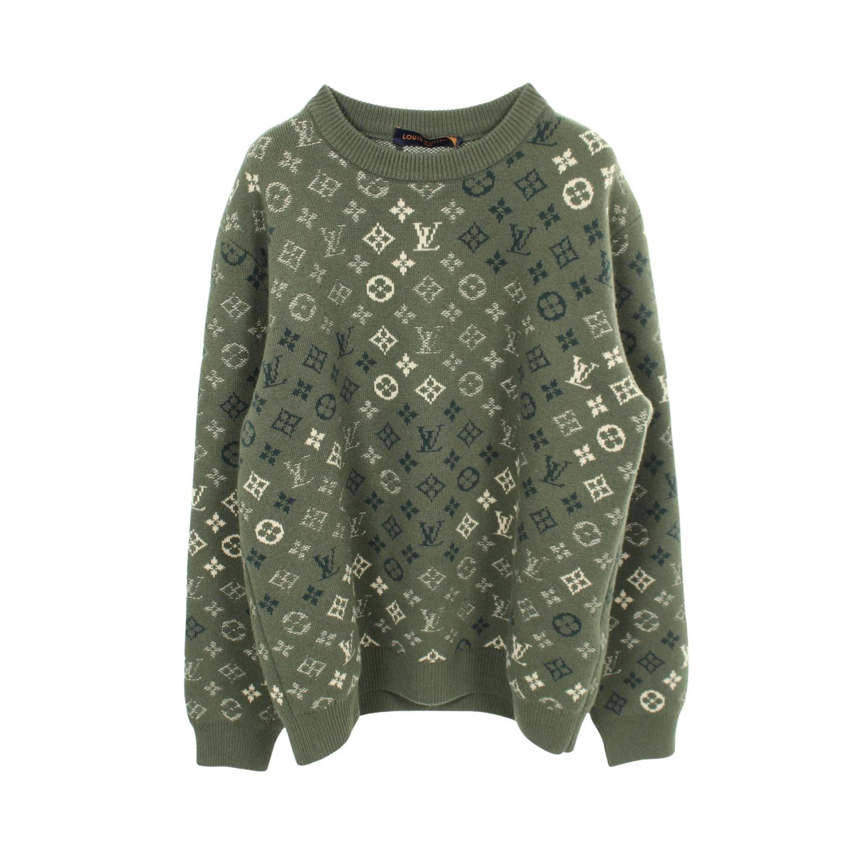 ルイ・ヴィトン LOUIS VUITTON モノグラム プルオーバー ニット 衣料品 トップス ウール カシミヤ メンズ カーキ系 【中古】