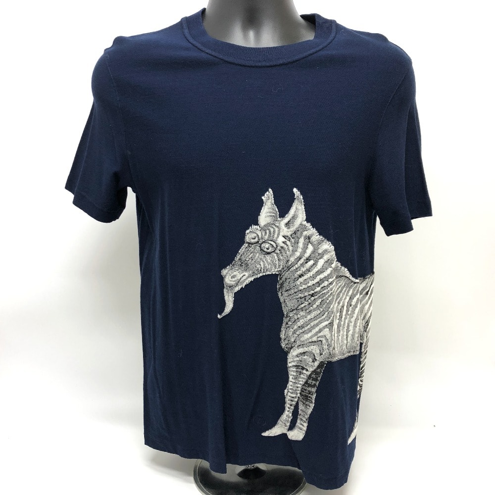 ルイヴィトン LOUIS VUITTON トップス チャップマン 馬 シマウマ 半袖Tシャツ コットン ネイビー ネイビー