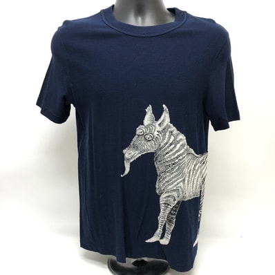 ルイヴィトン LOUIS VUITTON トップス チャップマン 馬 シマウマ 半袖Tシャツ コットン ネイビー ネイビー