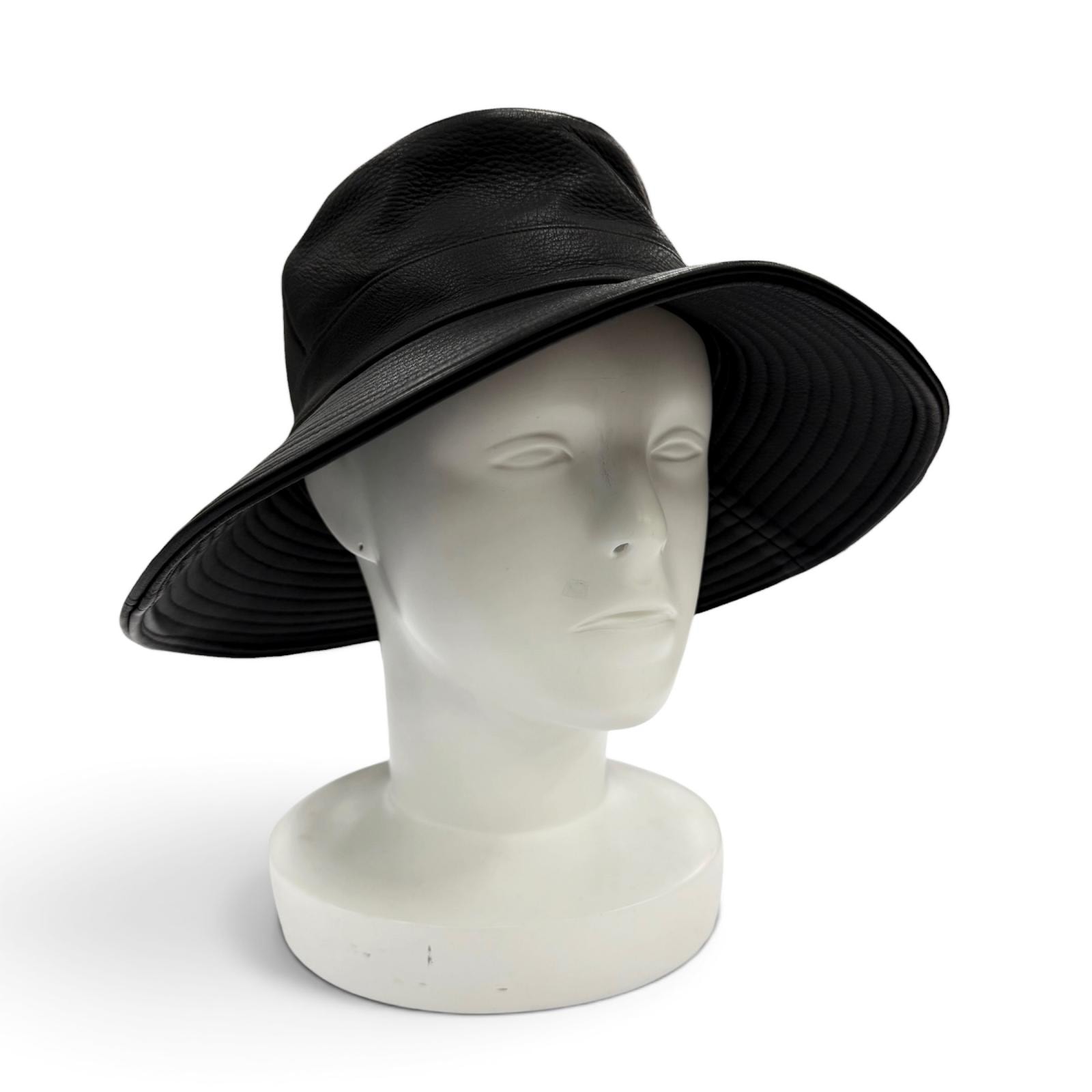 極美品 エルメス ハット ブラック レディース 56