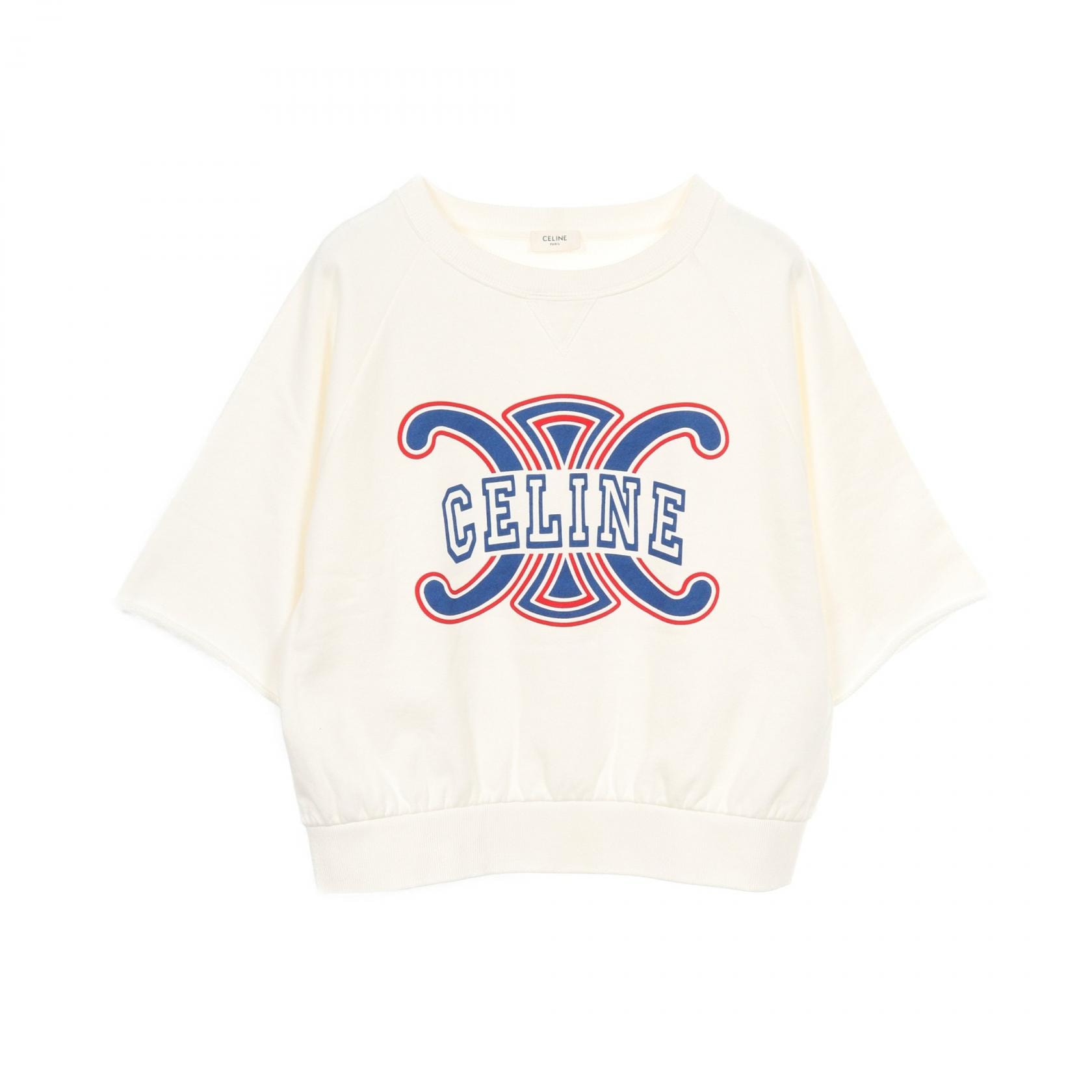 セリーヌ CELINE トリオンフ スウェット 衣料品 トップス コットン レディース ホワイト系 / ブルー系 / レッド系 2Y58A670Q 【中古】