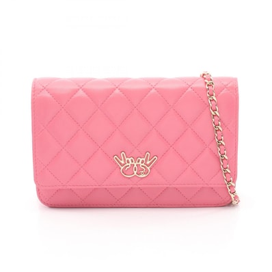 シャネル CHANEL マトラッセ ダブルピース ショルダーバッグ バッグ ラムスキン(羊革) レディース ピンク系 【中古】