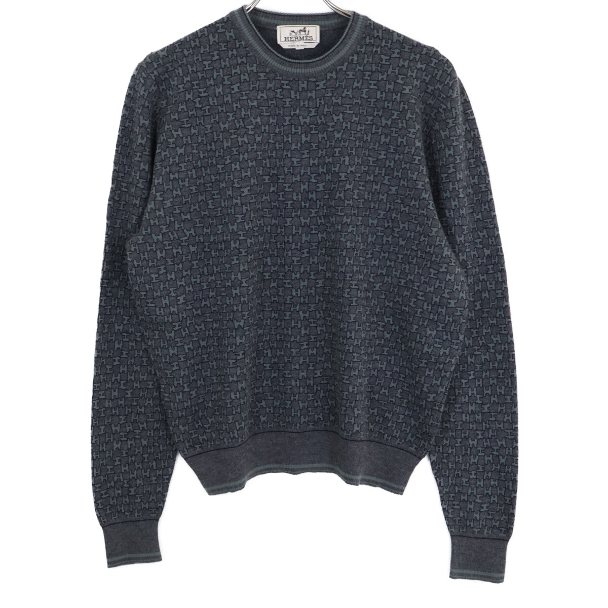 エルメス Hロゴ柄 カシミヤ×シルク ニットセーター M