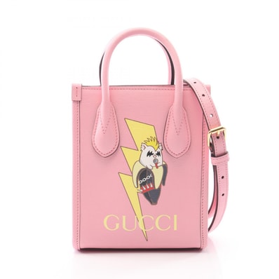 グッチ GUCCI GUCCI × ばなにゃ ミニトートバッグ 2WAY ハンドバッグ バッグ レザー レディース ピンク系 / マルチカラー 671623 【中古】