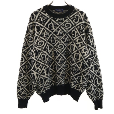 YVES SAINT LAURENT イヴサンローラン 90s オールド 総柄 長袖 セーター L ブラック ニット