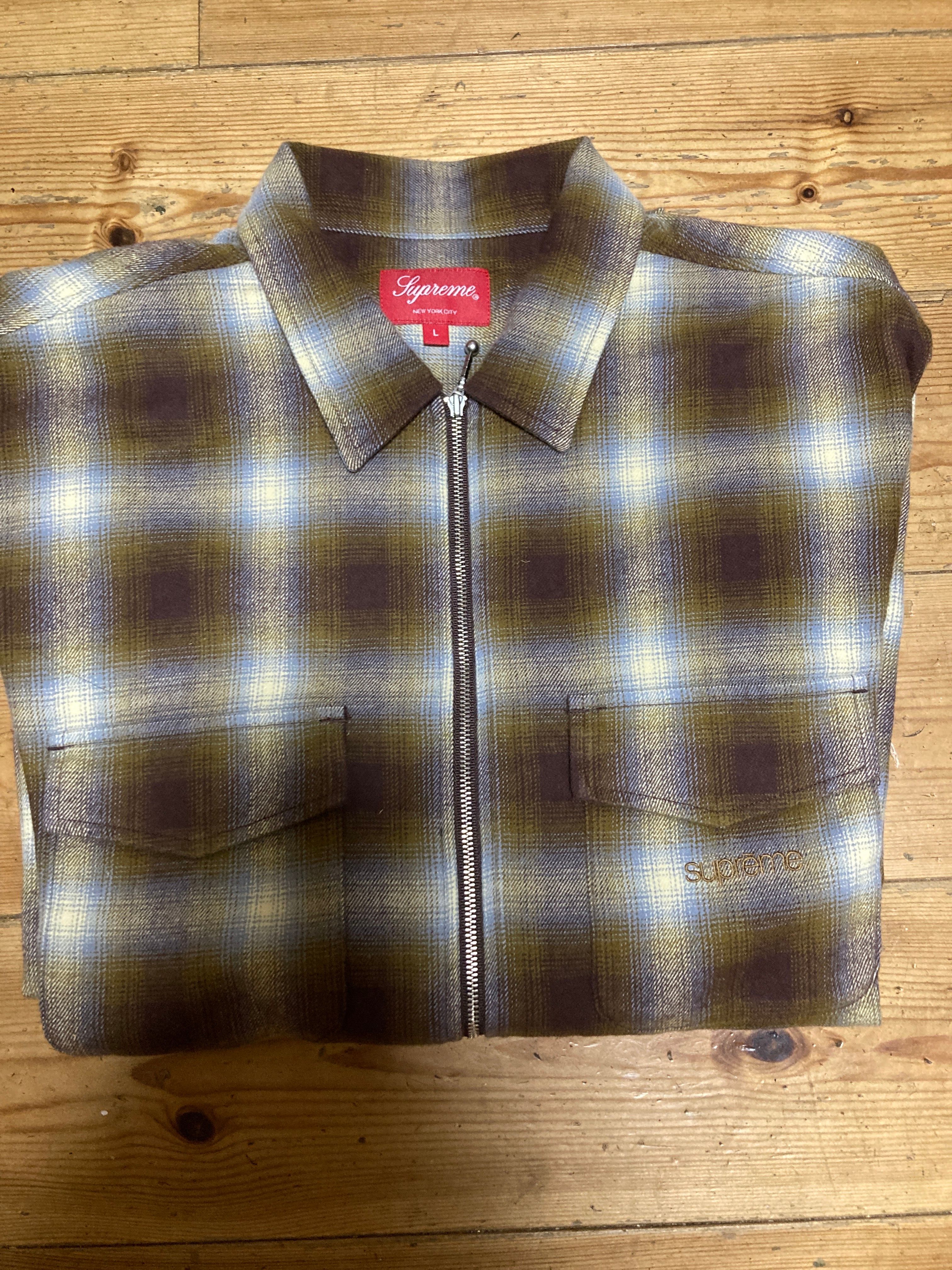 Supreme Shadow Plaid Flannel Zip Up Shirt "Brown"