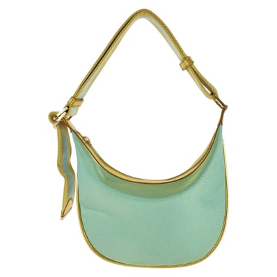 美品 GUCCI グッチ シェリーライン グリーン ゴールド キャンバス ホーボー ショルダーバッグ 503075 【中古】