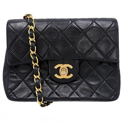 CHANEL シャネル ショルダーバッグ ミニマトラッセ チェーン ターンロック 肩掛け 斜め掛け Mini Matelasse ヴィンテージ ココマーク ラムスキン ブラック 黒 ゴールド金具 レディース【中古品】