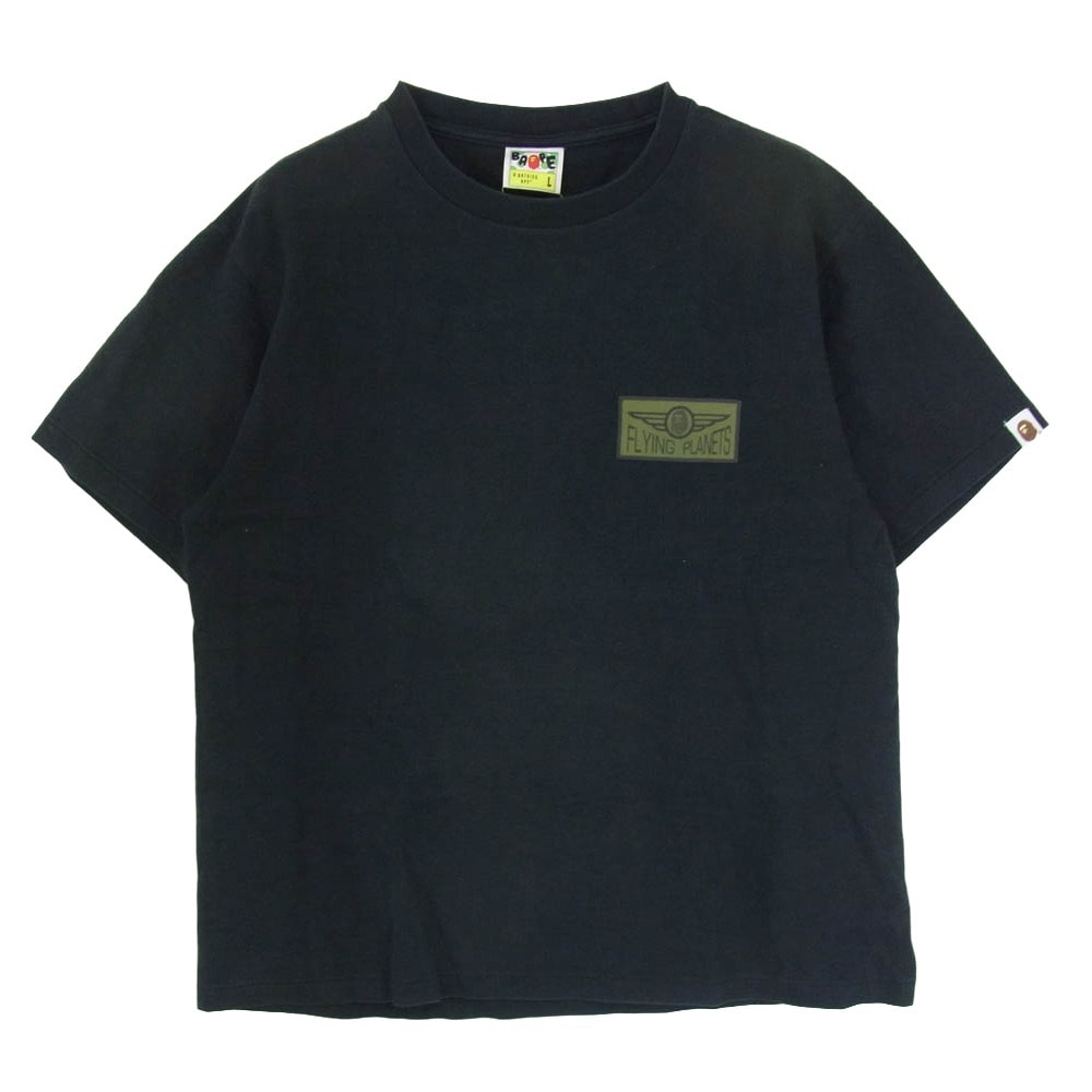 A BATHING APE アベイシングエイプ Tシャツ フライトワッペン 半袖 クルーネック Tシャツ ブラック系 L【中古】