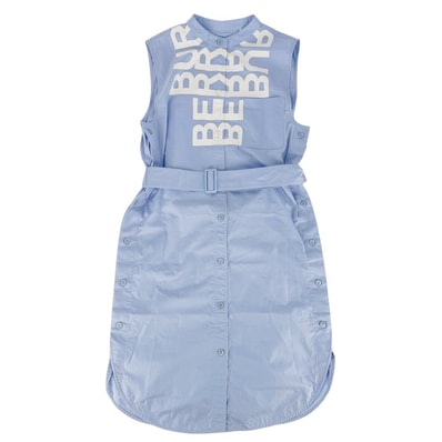 BURBERRY バーバリー ワンピース ロゴ ノースリーブ トップス アパレル 服 38 ブルー 青 コットン レディース 春 夏【中古品】