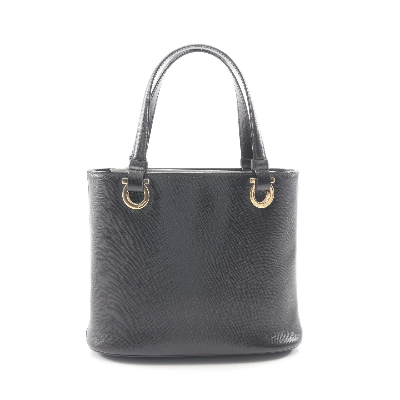 サルヴァトーレフェラガモ Salvatore Ferragamo ガンチーニ ハンドバッグ バッグ レザー レディース ブラック系 AU-21 0164 【中古】