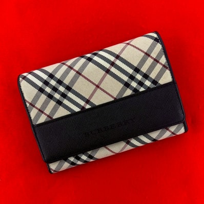 BURBERRY バーバリー ノバチェック 柄 キャンバス レザー 三つ折り財布 ベージュ
34604