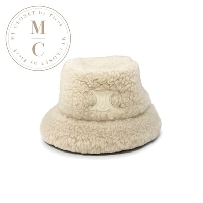 セリーヌ CELINE 帽子 カシミア ベージュ トリオンフ ロゴ バケットハット