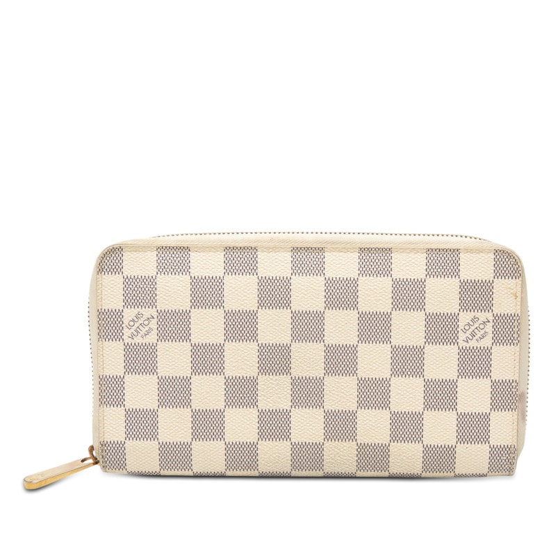 ルイ ヴィトン ダミエ アズール ジッピー オーガナイザー 長財布 N60012 ホワイト PVC レザー レディース LOUIS VUITTON 【中古】