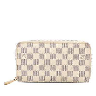 ルイ ヴィトン ダミエ アズール ジッピー オーガナイザー 長財布 N60012 ホワイト PVC レザー レディース LOUIS VUITTON 【中古】