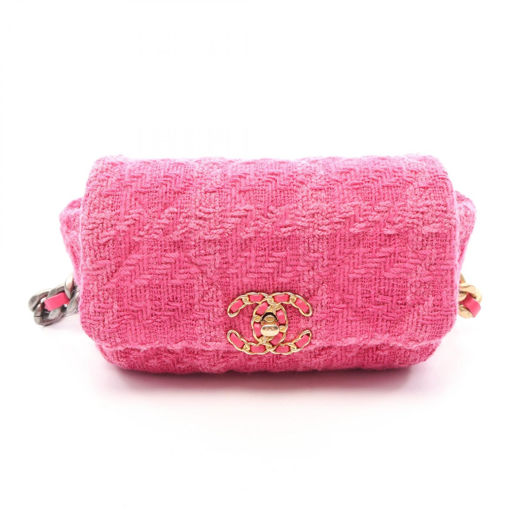 シャネル CHANEL CHANEL19 マトラッセ コンビ金具 ウエストバッグ バッグ ファブリック レザー レディース ピンク系 【中古】