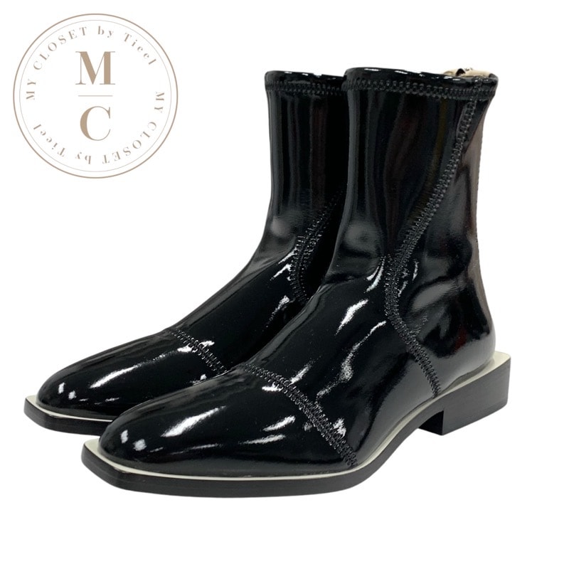 フェンディ FENDI ブーツ ショートブーツ 靴 シューズ パテント ブラック ベージュ 未使用 バックジップ